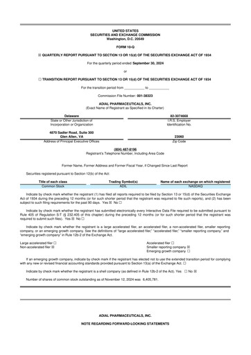 Thumbnail Adial Pharmaceuticals
 10-Q Quarterly Report FY2024 