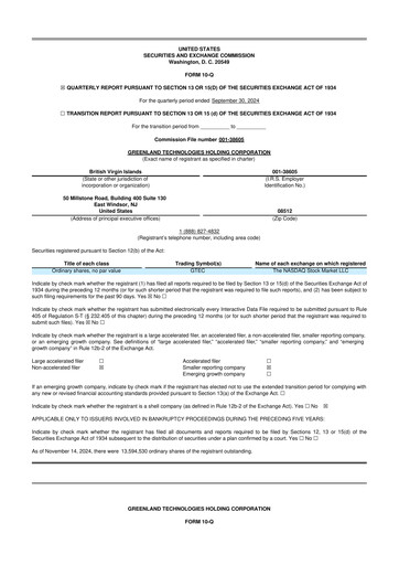 Thumbnail Greenland Technologies 10-Q Quarterly Report FY2024 Q3