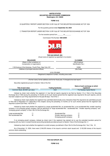 Thumbnail OLB Group 10-Q Quarterly Report FY2024 