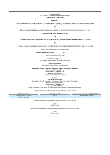 Thumbnail EZGO Technologies 20-F Annual Report 2024