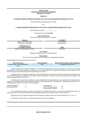 Miniature Ispire Technology 10-Q Rapport trimestriel 2025 