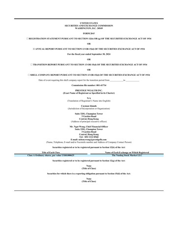 Thumbnail Prestige Wealth  20-F Annual Report 2024