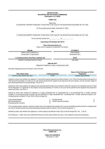 Thumbnail Citius Pharmaceuticals
 10-Q Quarterly Report FY2025 