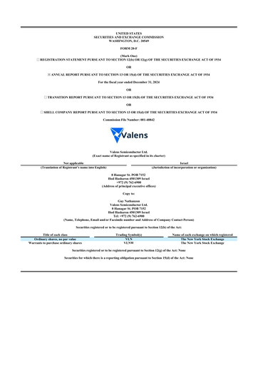 Thumbnail Valens Semiconductor 20-F Annual Report 2024