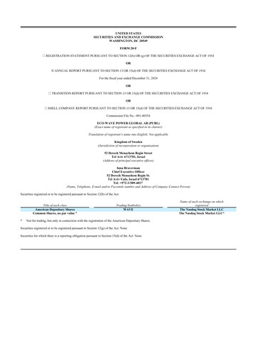 Thumbnail Eco Wave Power Global 20-F Annual Report 2024