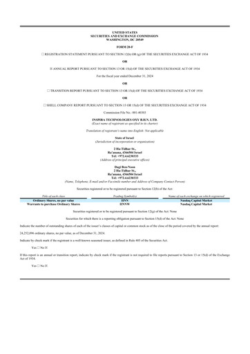 Thumbnail Inspira Technologies 20-F Annual Report 2024