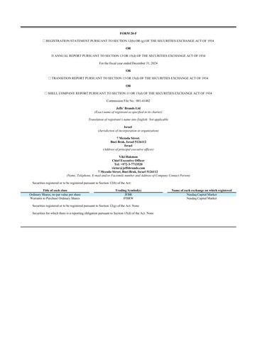 Thumbnail Jeffs' Brands 20-F Annual Report 2024