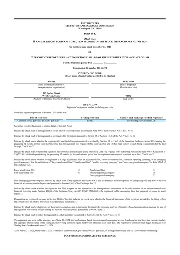 Thumbnail Synergy CHC 10-K Annual Report 2024