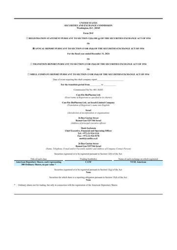 Thumbnail Can Fite Biopharma
 20-F Annual Report 2024