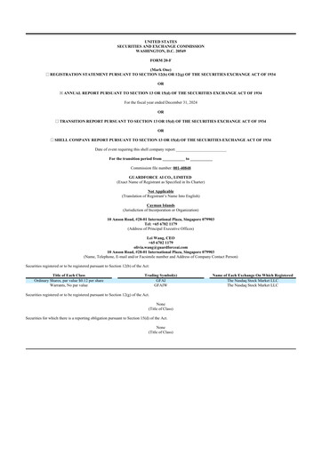 Thumbnail Guardforce AI 20-F Annual Report 2024