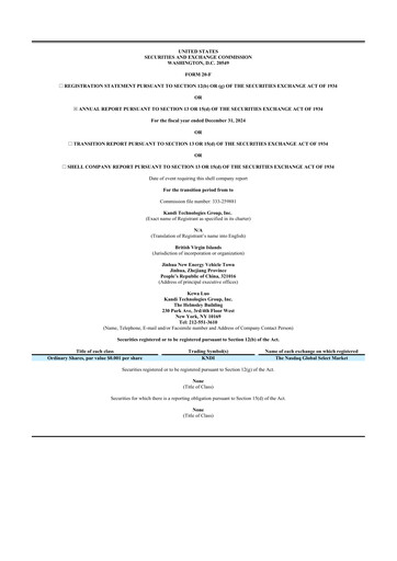 Thumbnail Kandi Technologies Group 20-F Annual Report 2024