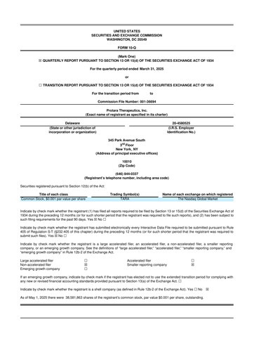 Thumbnail Protara Therapeutics 10-Q Quarterly Report FY2025 