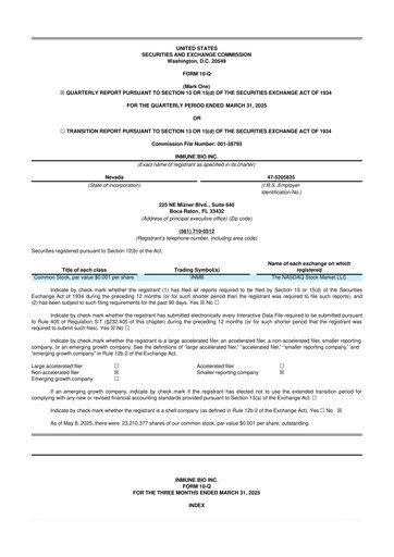 Miniature INmune Bio 10-Q Rapport trimestriel 2025 