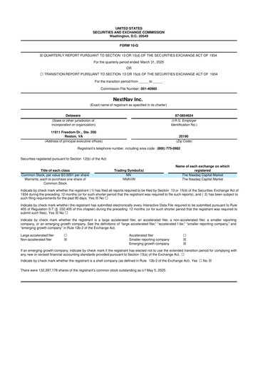 Miniature NextNav 10-Q Rapport trimestriel 2025 