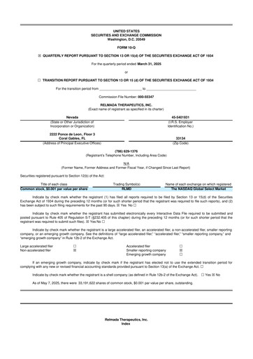 Thumbnail Relmada Therapeutics 10-Q Quarterly Report FY2025 