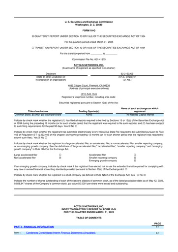 Thumbnail Actelis Networks 10-Q Quarterly Report FY2025 