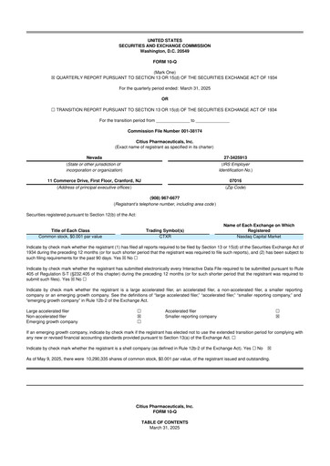 Thumbnail Citius Pharmaceuticals
 10-Q Quarterly Report FY2025 