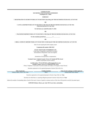 Vorschaubild Magic Software 20-F Jahresbericht 2024