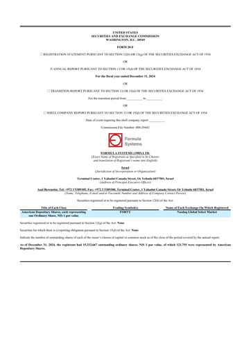 Thumbnail Formula Systems
 20-F Annual Report 2024