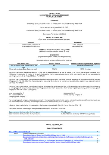 Thumbnail Rafael Holdings 10-Q Quarterly Report FY 