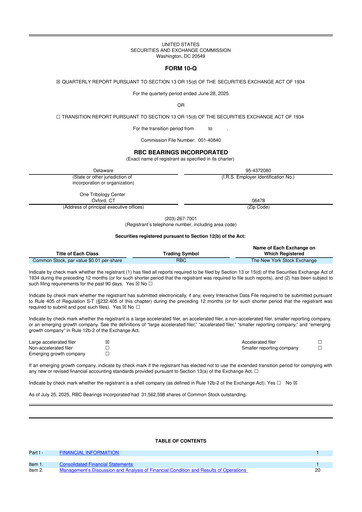 Thumbnail RBC Bearings 10-Q Quarterly Report FY2026 
