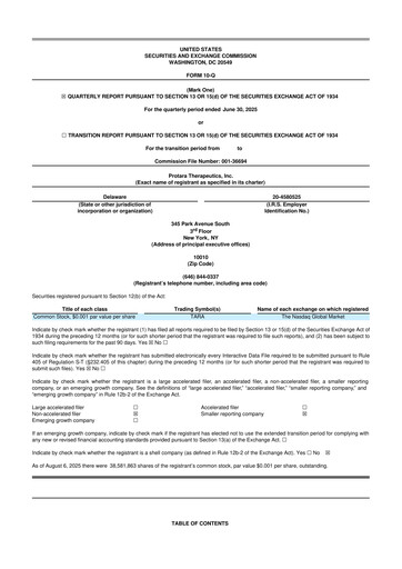 Thumbnail Protara Therapeutics 10-Q Quarterly Report FY2025 