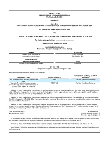 Miniature Vicarious Surgical 10-Q Rapport trimestriel 2025 