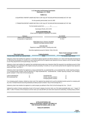 Thumbnail Actelis Networks 10-Q Quarterly Report FY2025 