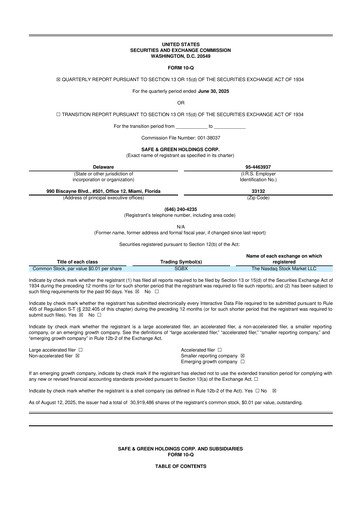 Miniature Safe & Green Holdings 10-Q Rapport trimestriel 2025 