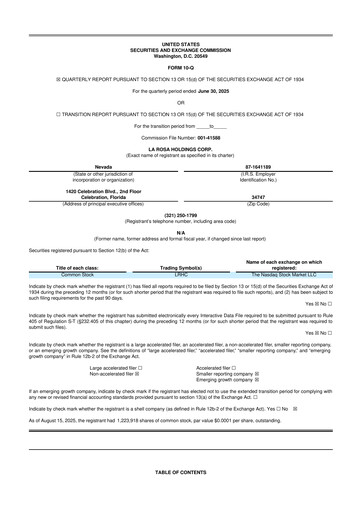 Vorschaubild La Rosa Holdings 10-Q Quartalsbericht 2025 
