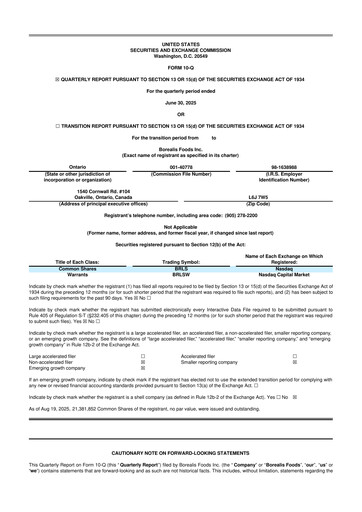 Vorschaubild Borealis Foods 10-Q Quartalsbericht 2025 