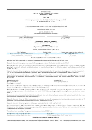 Thumbnail Rafael Holdings 10-K Annual Report 2025
