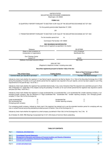 Thumbnail RBC Bearings 10-Q Quarterly Report FY2026 