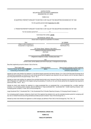 Miniature SB Financial Group 10-Q Rapport trimestriel 2025 