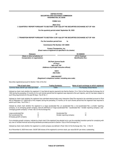 Thumbnail Protara Therapeutics 10-Q Quarterly Report FY2025 