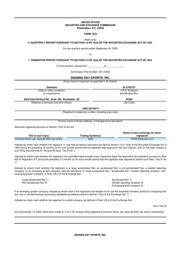 Vorschaubild Signing Day Sports 10-Q Quartalsbericht 2025 