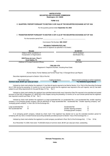 Thumbnail Relmada Therapeutics 10-Q Quarterly Report FY2025 