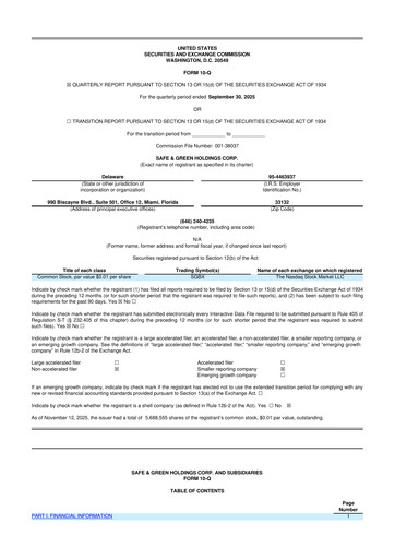 Miniature Safe & Green Holdings 10-Q Rapport trimestriel 2025 