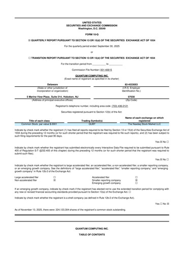 Thumbnail Quantum Computing 10-Q Quarterly Report FY2025 