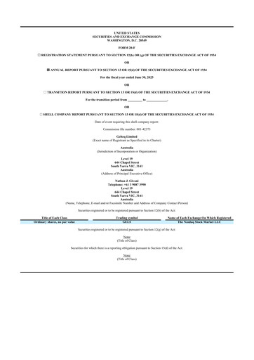 Thumbnail Gelteq Limited 20-F Annual Report 2025