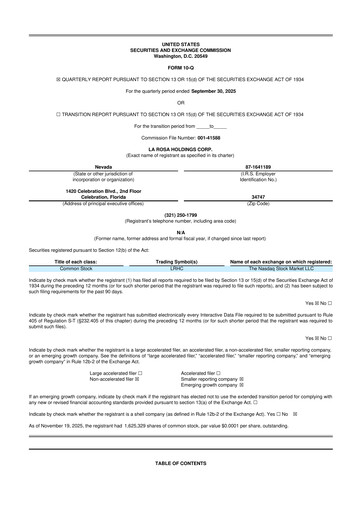 Vorschaubild La Rosa Holdings 10-Q Quartalsbericht 2025 