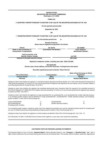 Vorschaubild Borealis Foods 10-Q Quartalsbericht 2025 