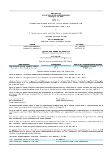 Thumbnail Rafael Holdings 10-Q Quarterly Report FY 