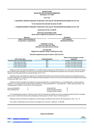 Thumbnail Saratoga Investment 10-Q Quarterly Report FY2026 