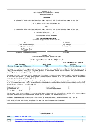 Vorschaubild RBC Bearings 10-Q Quartalsbericht 2026 