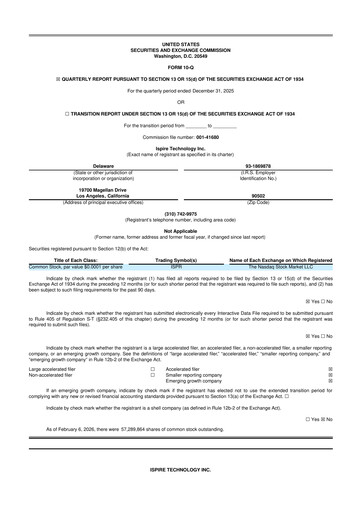 Miniature Ispire Technology 10-Q Rapport trimestriel 2026 