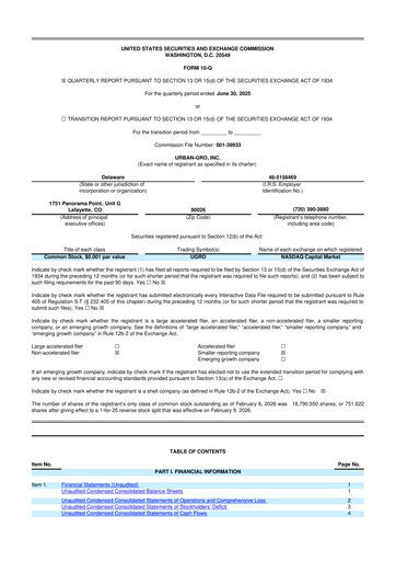 Thumbnail Urban-gro
 10-Q Quarterly Report FY2025 