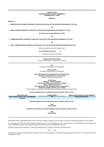 Thumbnail Skycorp Solar Group 20-F Annual Report 2025
