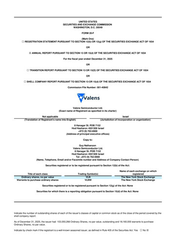 Miniature Valens Semiconductor 20-F Rapport annuel 2025