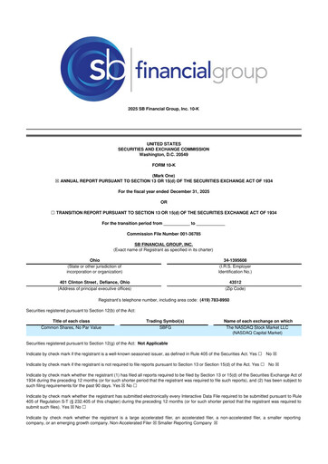 Miniature SB Financial Group 10-K Rapport annuel 2025